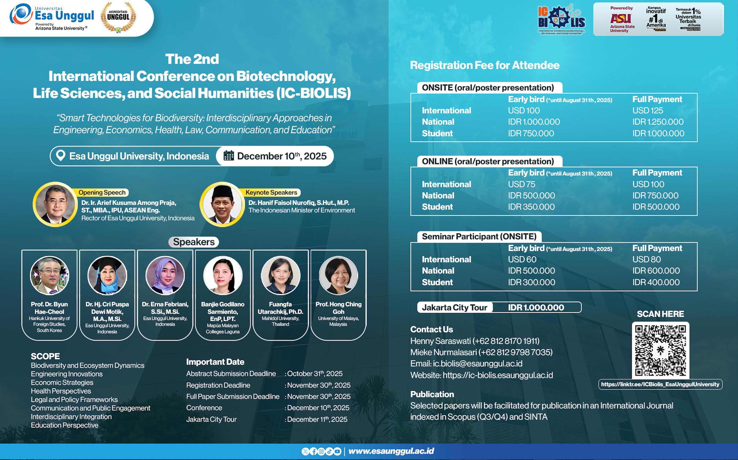 The 2nd International Conference on Biotechnology, Life Sciences, and Social Humanities (IC-Biolis)